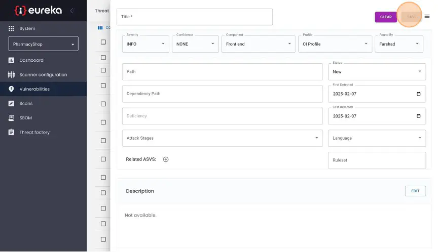 Adding new vulnerabilities manually five